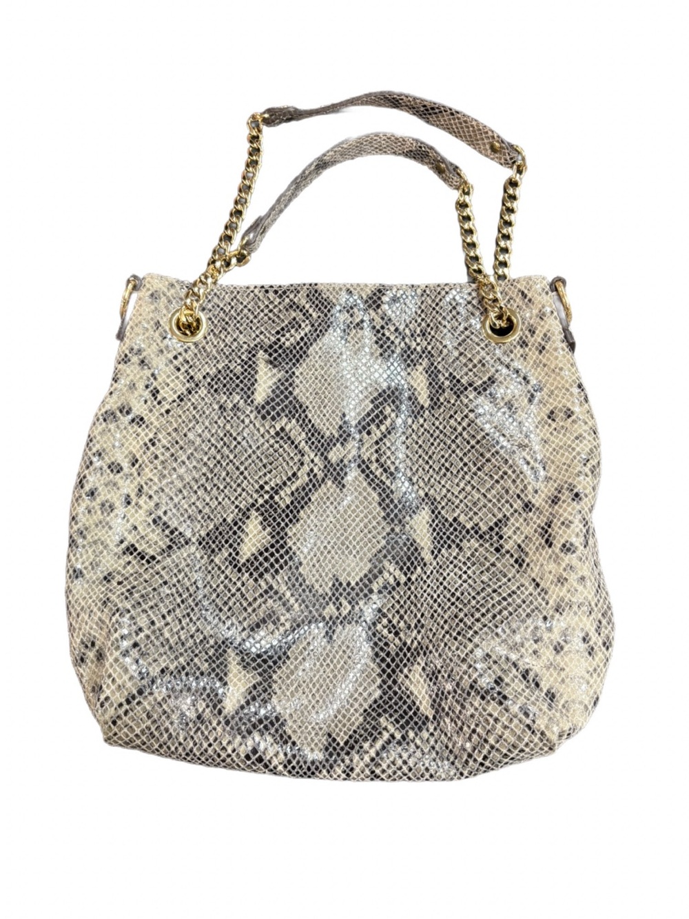 Michael Kors ID Chain Python Embossed 2007 Leather Hobo Vintage Y2K Excellent